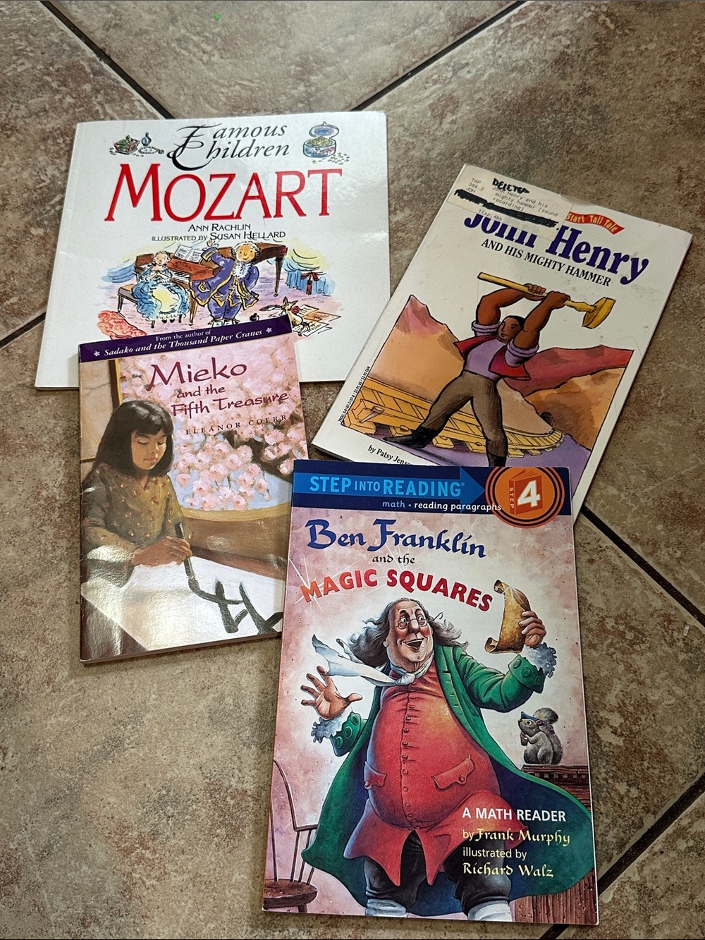 Kids History Biography Book Lot Mozart John Henry Mieko Ben Franklin Homeschool